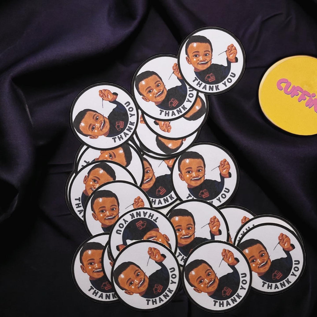 24 Personalised Cartoon Birthday Stickers – Custom Party Stickers