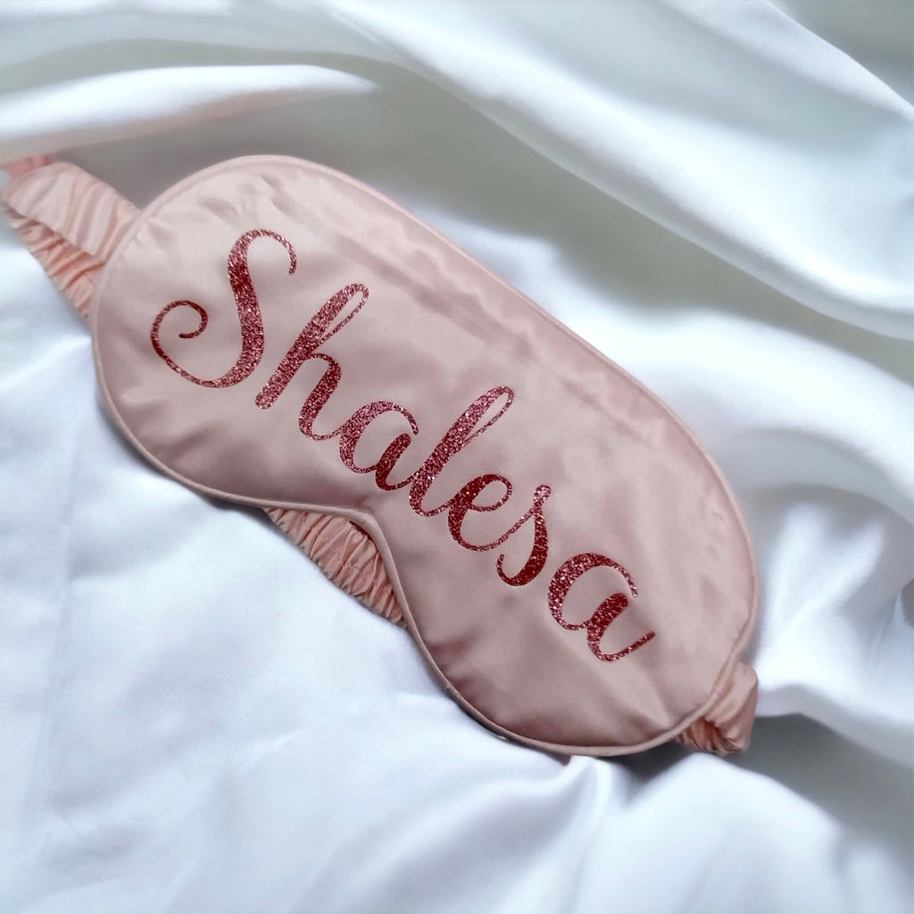 Personalised Pink Silk Eye Mask — Custom Name Sleep Mask