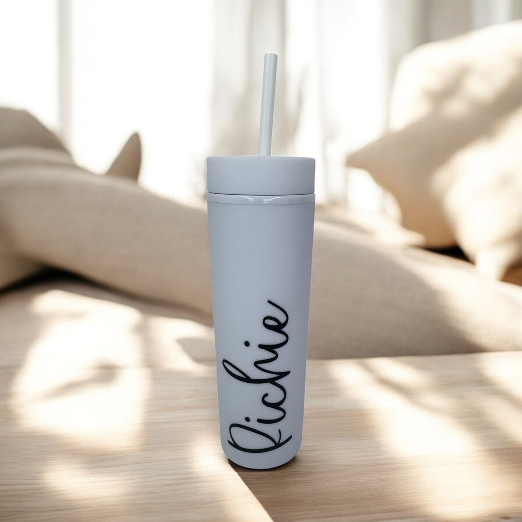 16oz Personalised Tumbler – White with Black Text (His & Hers Options)
