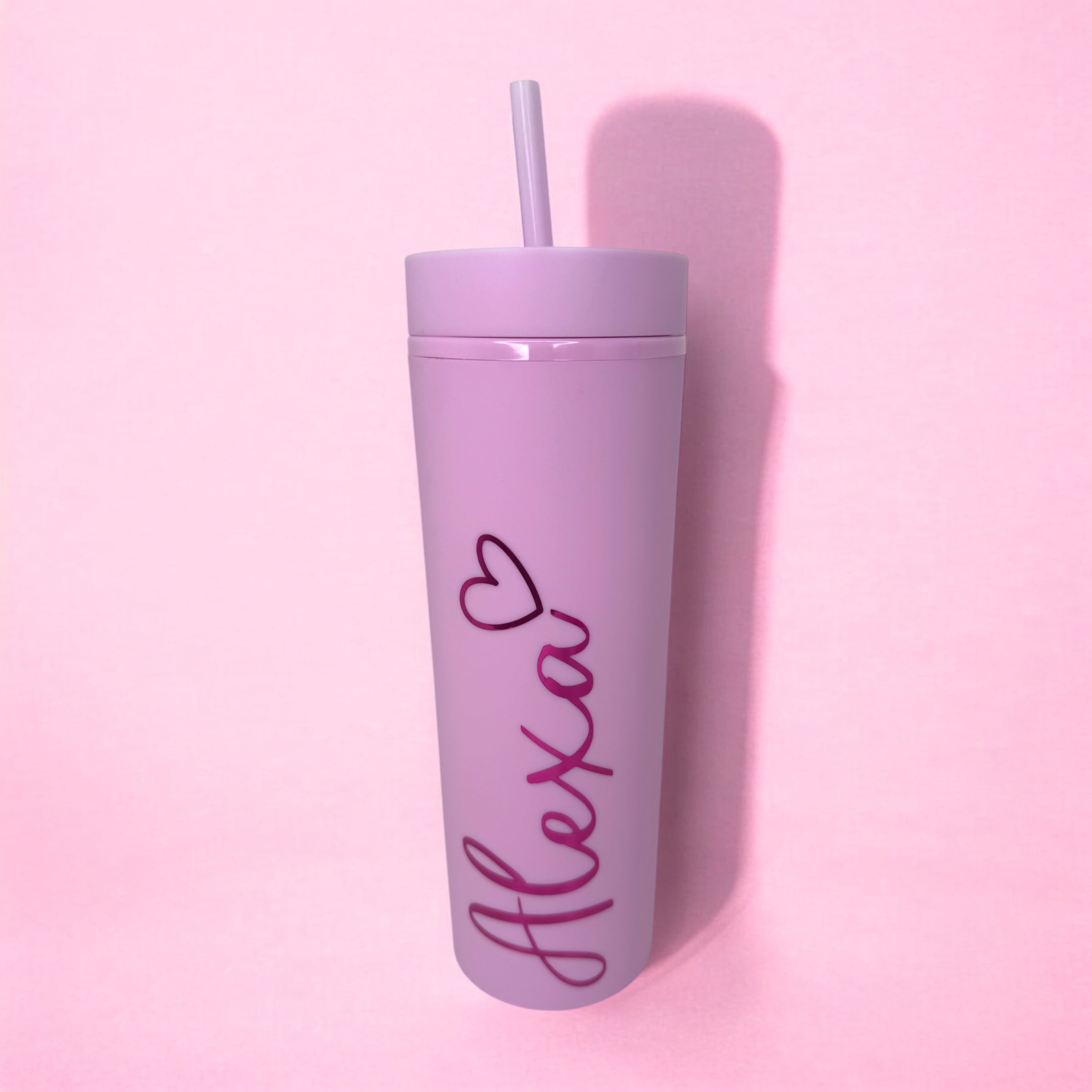 16oz Pink Personalised Tumbler – Holographic Vinyl (Dark Pink / Opal)