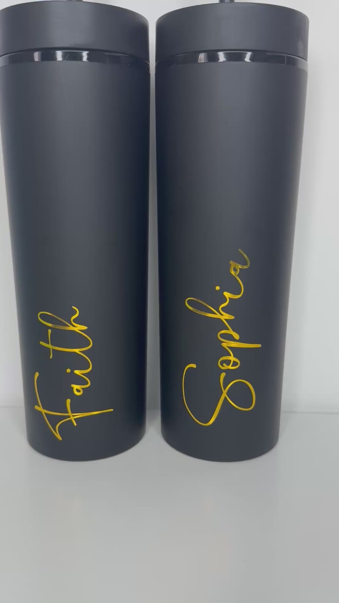 16oz Black Personalised Tumbler – Gold Vinyl